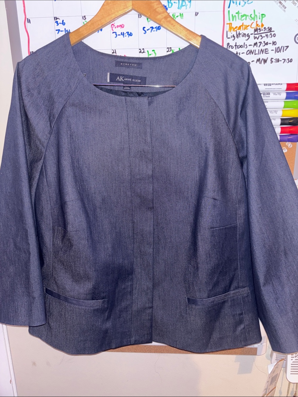 Anne Klein Dark Navy Open-Front Blazer
